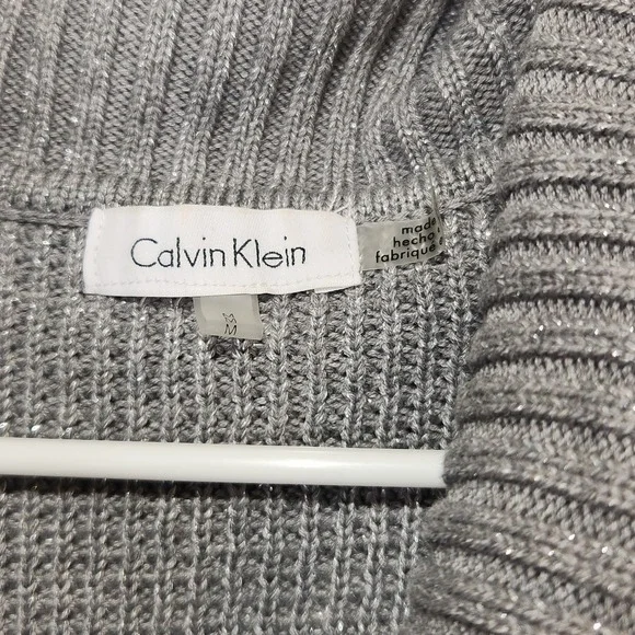 Calvin Klein Women's Classic Tutle Neck Elegant Cozy Gray Sweater Size M - Picture 3 of 9